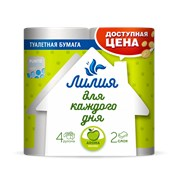 Туалетная бумага "Лилия" Яблоко 2-х сл. 4*16 Белая Белый цв. в Крыму