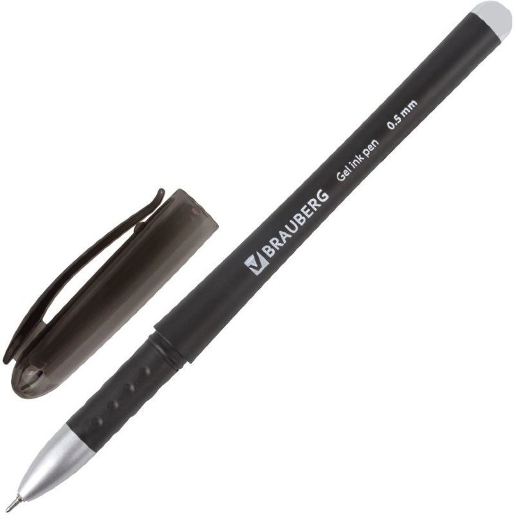 Ручка гелевая BRAUBERG Impulse, игольчатый узел 0,5мм, линия 0,35мм, резиновый упор, черная в Крыму
