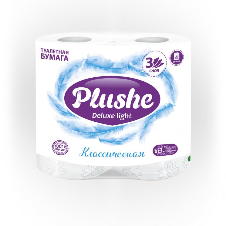 Туалетная бумага Plushe Delux Light Классик 3сл 4рул*15м в Крыму