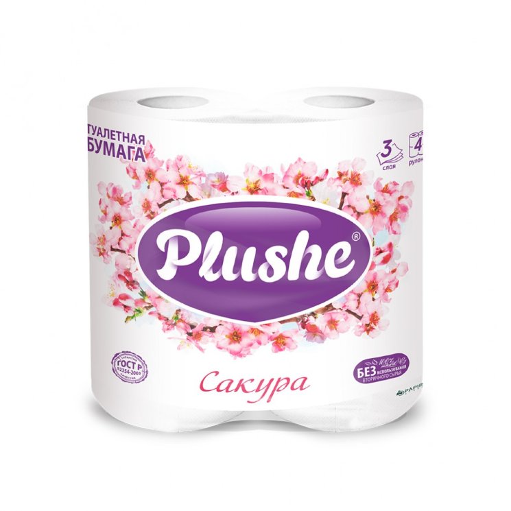 Туалетная бумага Plushe Delux Light Сакура 3сл 4рул*15м в Крыму