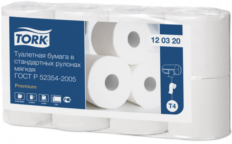 Бумага туалетная TORK (Система Т4), 2-слойная, спайка 8 шт. х 23 м, Premium в Крыму