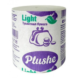 Туалетная Бумага Plushe Light, 1 слой, 1 рулон, вторсырье, 48 шт. в упаковке