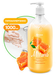 Крем-мыло жидкое увлажн. GRASS "Milana молоко и мёд" (флакон 1000мл) (6) 126101