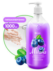 Крем-мыло жидкое увлажн. GRASS "Milana черника в йогурте "(флакон 1000мл) (6) 126301
