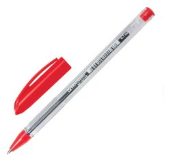 Ручка шариковая масляная ,корпус прозрачный , красная