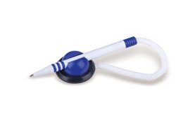 Ручка шариковая настольная BRAUBERG Стенд-Пен, пружинка, корпус белый/синий, 0,5мм, синяя
