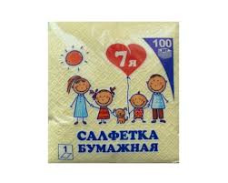 Салфетки бумажные (100л)желтая/7Я (30шт/п) в Крыму